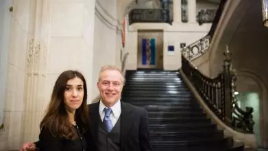 Nadia Murad talks with CSSC Director
